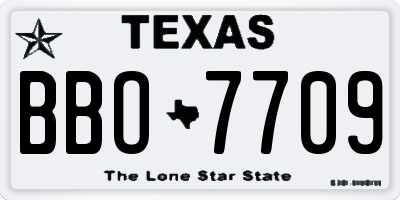 TX license plate BBO7709