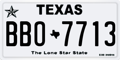 TX license plate BBO7713