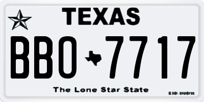 TX license plate BBO7717