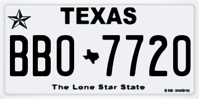 TX license plate BBO7720