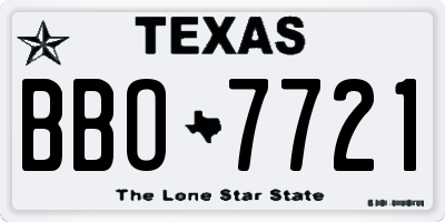 TX license plate BBO7721