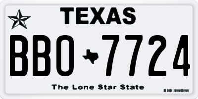 TX license plate BBO7724