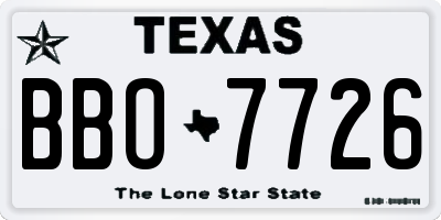 TX license plate BBO7726