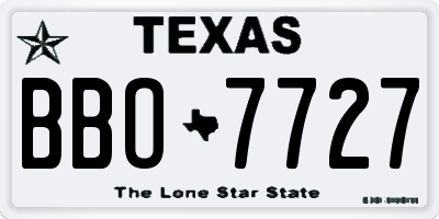TX license plate BBO7727