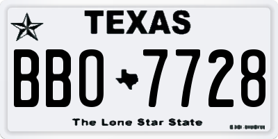 TX license plate BBO7728