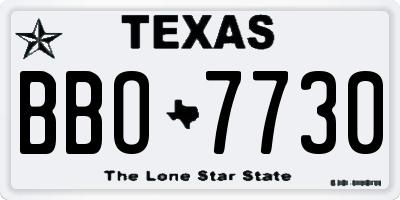 TX license plate BBO7730