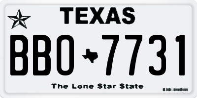 TX license plate BBO7731