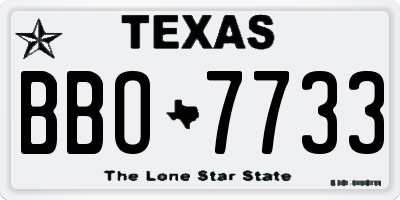 TX license plate BBO7733