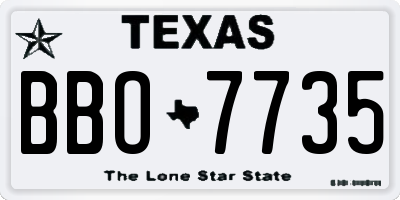 TX license plate BBO7735