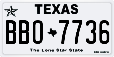TX license plate BBO7736