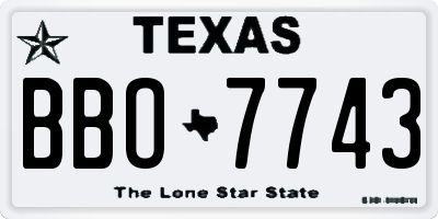TX license plate BBO7743