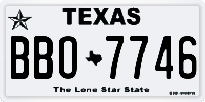 TX license plate BBO7746