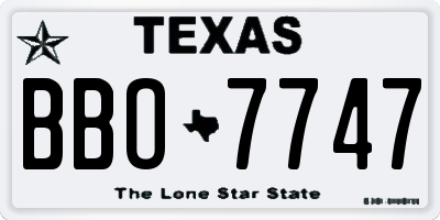 TX license plate BBO7747