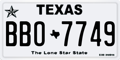 TX license plate BBO7749