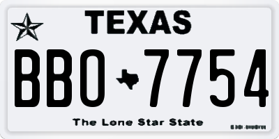 TX license plate BBO7754