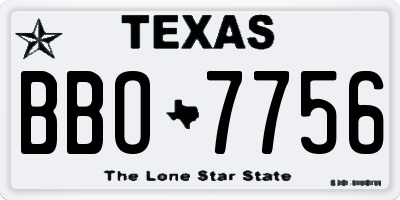 TX license plate BBO7756
