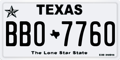 TX license plate BBO7760