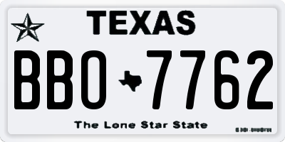 TX license plate BBO7762