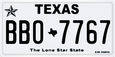 TX license plate BBO7767