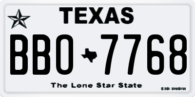 TX license plate BBO7768