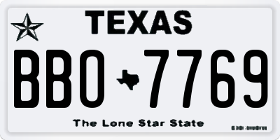 TX license plate BBO7769