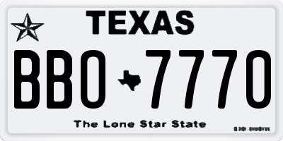 TX license plate BBO7770