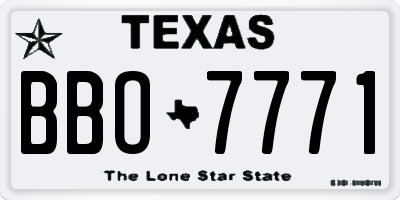 TX license plate BBO7771
