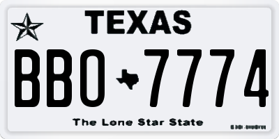 TX license plate BBO7774