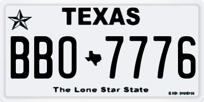 TX license plate BBO7776