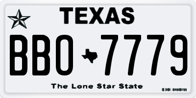 TX license plate BBO7779