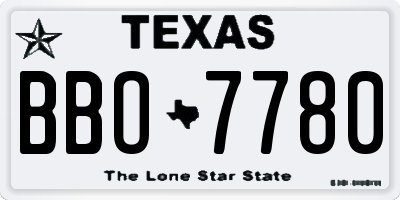 TX license plate BBO7780