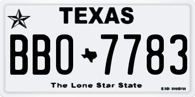TX license plate BBO7783