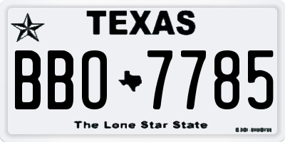 TX license plate BBO7785