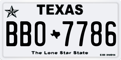 TX license plate BBO7786