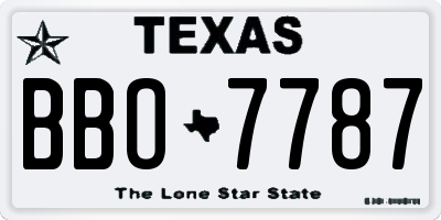 TX license plate BBO7787