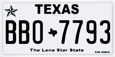 TX license plate BBO7793