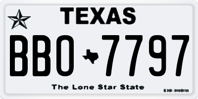 TX license plate BBO7797