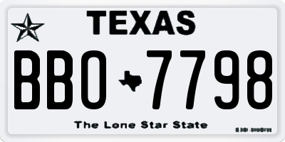 TX license plate BBO7798