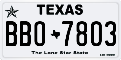 TX license plate BBO7803