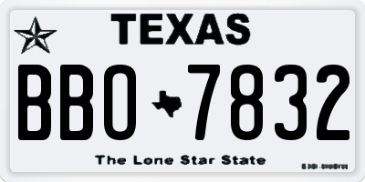 TX license plate BBO7832