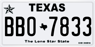 TX license plate BBO7833