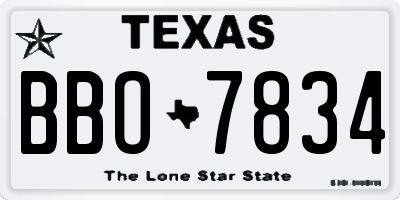 TX license plate BBO7834