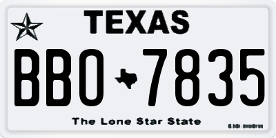 TX license plate BBO7835