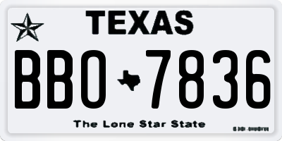 TX license plate BBO7836