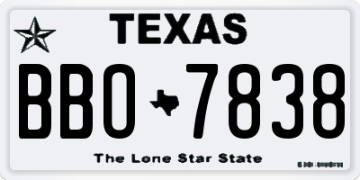 TX license plate BBO7838