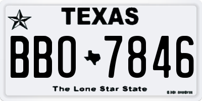 TX license plate BBO7846