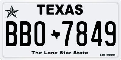 TX license plate BBO7849