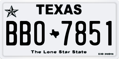 TX license plate BBO7851