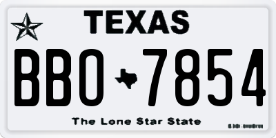 TX license plate BBO7854