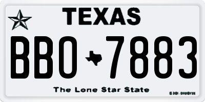 TX license plate BBO7883